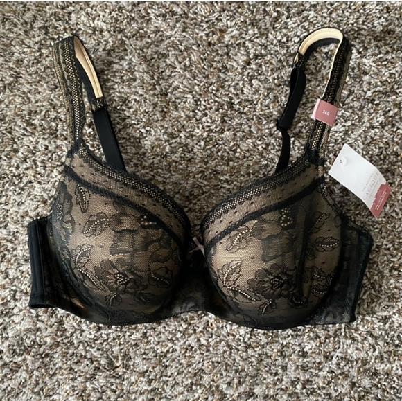 Cacique Lightly Lined Balconette Bra with Lace Black - Picture 2 of 3